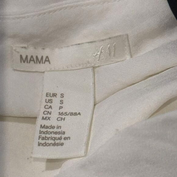 H&M MAMA Womens Layered White Blouse With Black Bow Detail Size S - Picture 3 of 7
